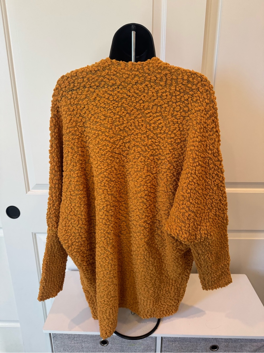 Cozy Open-Front Popcorn Cardigan Sweater - Mustard - Picture 2 of 3